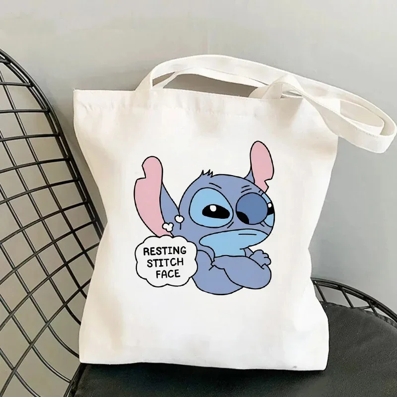 Lilo Stitch Cartoon Canvas Bag Female Canvas Bag Student Backpack Shoulder Bag Large Capacity Casual Shopping Totes bag Ins 3