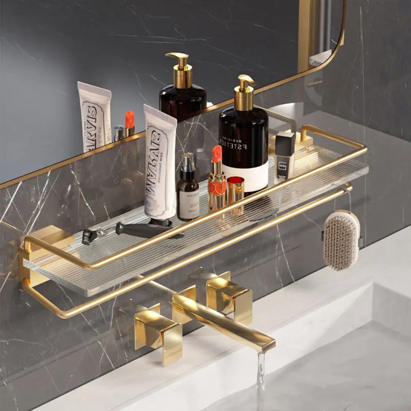 DOOKOLE Bathroom Hardware Set Gold Bath Accessories Wall Mounted Towel Rack Towel Bar Toilet Brush Towel Hooks Paper Holder