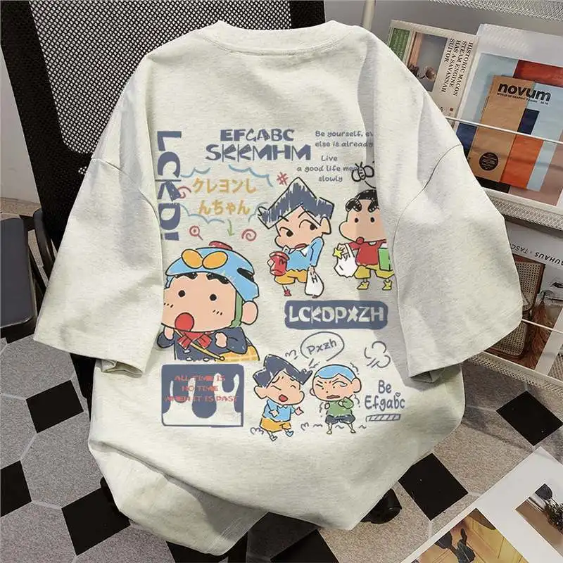 

Аниме Kawaii Cute Crayon Shin-Chans футболка с коротким рукавом хлопковая свободная Удобная парная стильная повседневная милая девочка подарок на день рождения