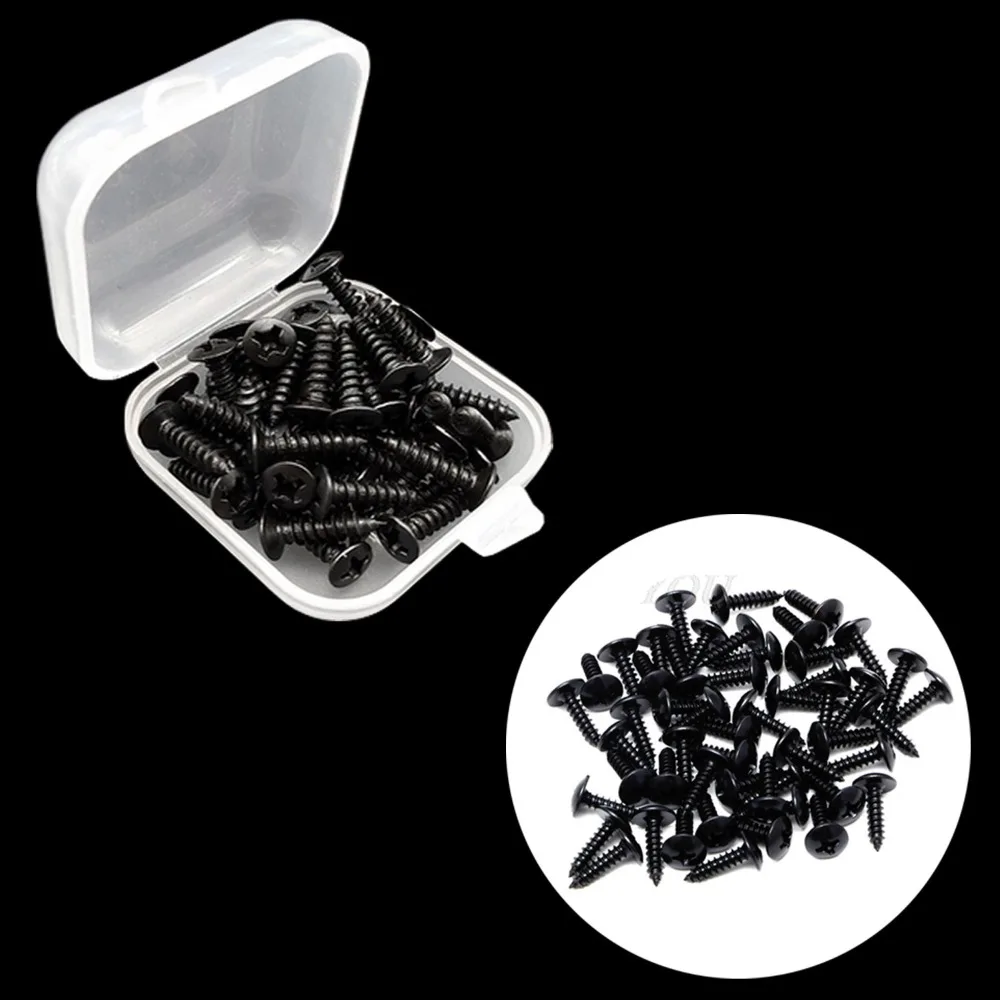 50pcs/set Guitar Pickguard Screws With Box 3*12mm Bass Metal Guitar Pickguard Screws Electric Guitar Plate Fixed Screw