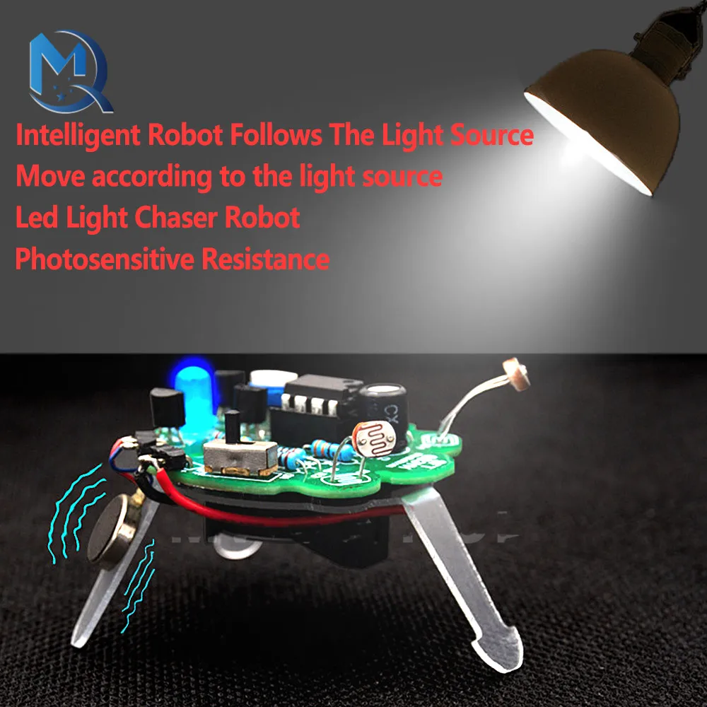 Il Robot intelligente segue la sorgente luminosa per spostare la luce a Led Chaser Robot giocattolo Robot fai-da-te sensore fotosensibile parte del Robot Mobile