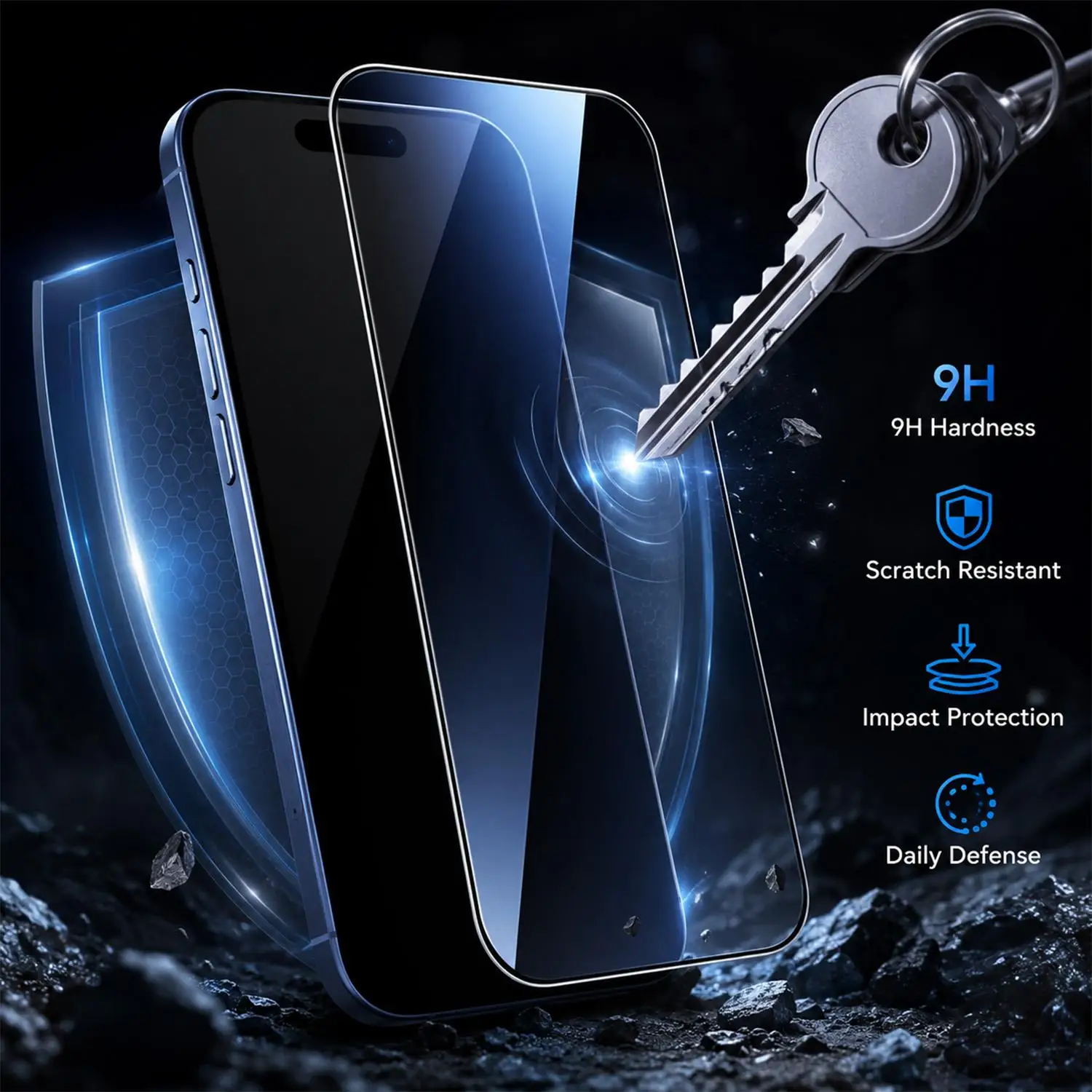Premium Privacy Screen Protector with Auto Dust Removal and Installation Kit - Tempered Glass Film, Full Coverage