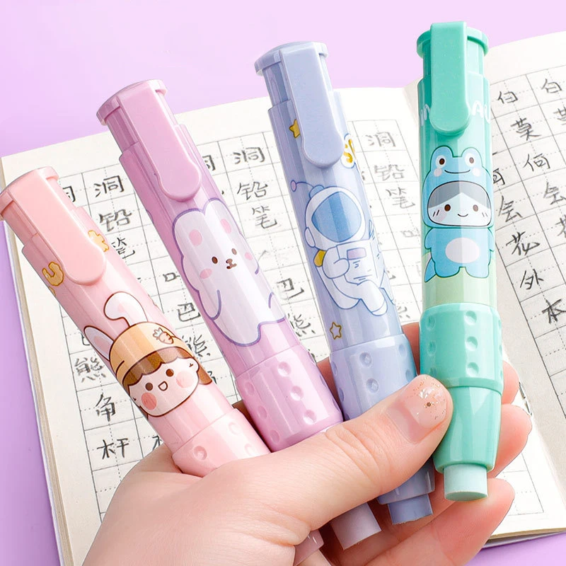 Erasers Pen Retractable Press Pencil Rubber Correction Supplies School Stationery Erasers for Kids Soft Art Eraser Pen pencil eraser eraser pen retractable eraser eraser refillable pen