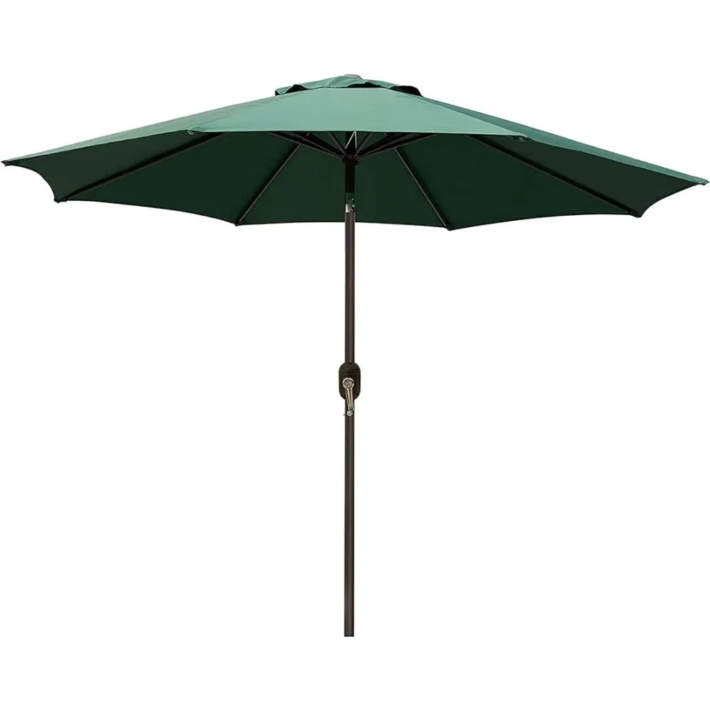 

9' Outdoor Patio Umbrella Parasol Protractor Market Striped Umbrella With Push Button Tilt and Crank (Dark Green) Freight Free