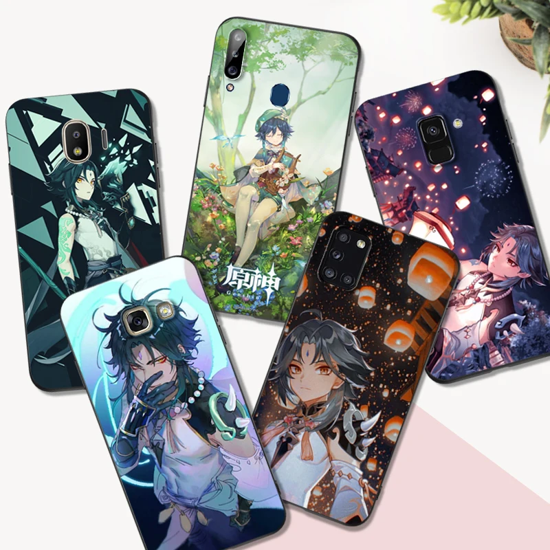 Custodia In Tpu Nero Per Samsung Galaxy S6 S7 S8 S9 Plus Cover Posteriore Impact Xiao Genshin