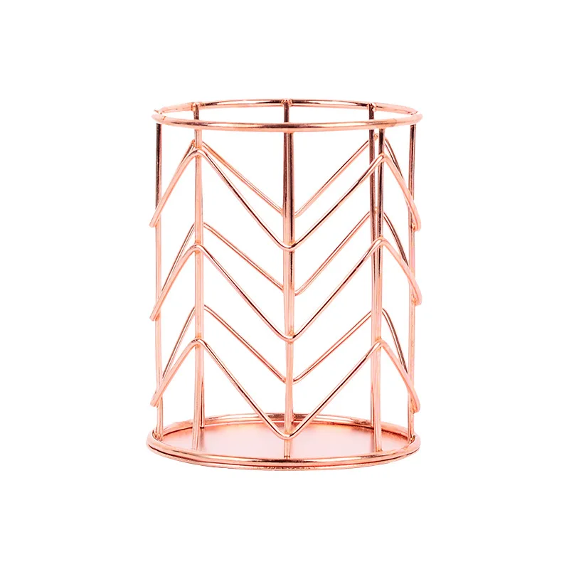 

Nordic Gold Pen Barrel Rose Iron Office Storage Basket Collection Simple Tableware woven laundry basket