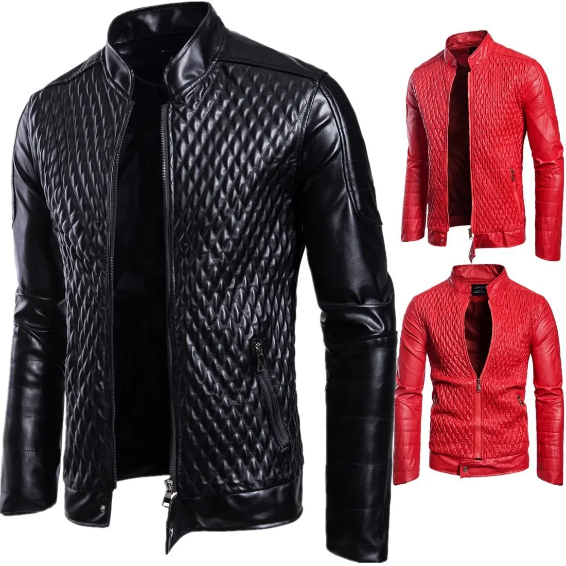 Leather Jackets Men Winter Jacket Casual Stand Collar Men's Leather Jacket Autumn European Fashion Fake Skin Regular Cut China Origin