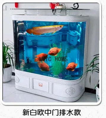 

Home Living Room Floor Glass Change Water Ecological Aquarium Lucky Medium and Large Fish Tank