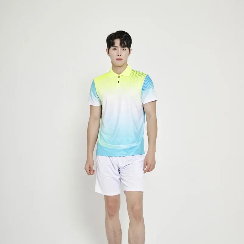 Hot Sale Of The Season New Badminton Uniform Set for Men And Women Short Sleeve Quick Dry Top Group Purchase Printed Ping Pong V