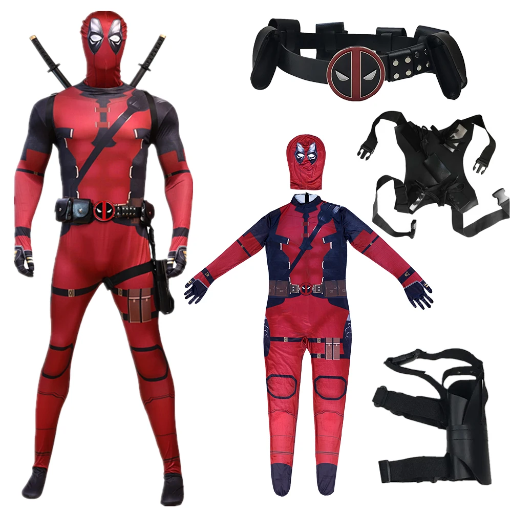 Cosplay Jumpsuit Superhero Cosplay Costume DEADPOOL Costumes Kids Adults Superhero Cosplay Bodysuit with Accessories Movie Character Wade Wilson Boys Fantasy New Year Gift