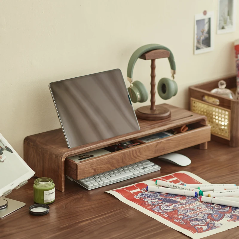 Organizer da tavolo multifunzione per computer in legno con supporto per laptop per scrivania da ufficio - immagine 5