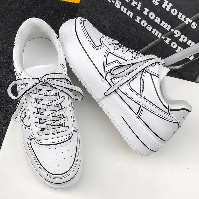 Persönliche Schuhbänder, zweidimensionale weiße und schwarze Schnürsenkel, lässige Schnürsenkel, Sportbänder, Schuhbänder für Canvas-Schuhe – Detail 14