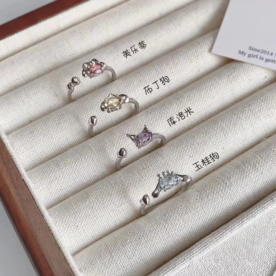 

4pcs Y2K Kuromi Ring Cinnamoroll Sanrio Luxury Versatile Minimalist Index Finger Kawaii My Melody Opening Rings Anime Kawaii