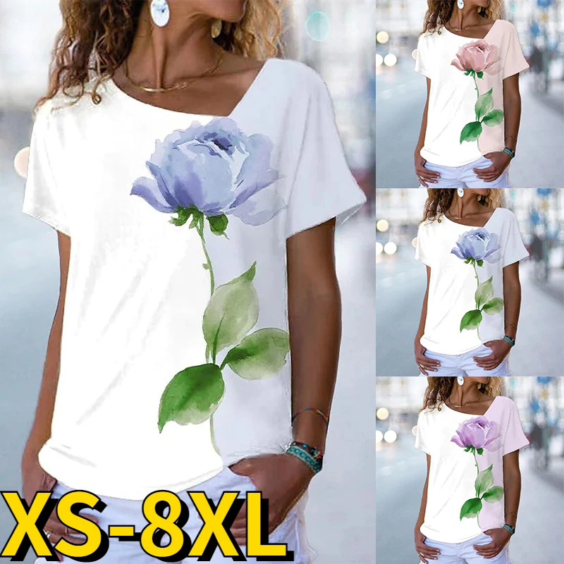 

Женский Повседневный пуловер с принтом, Винтажная футболка с коротким рукавом и V-образным вырезом, летний модный топ, 2023