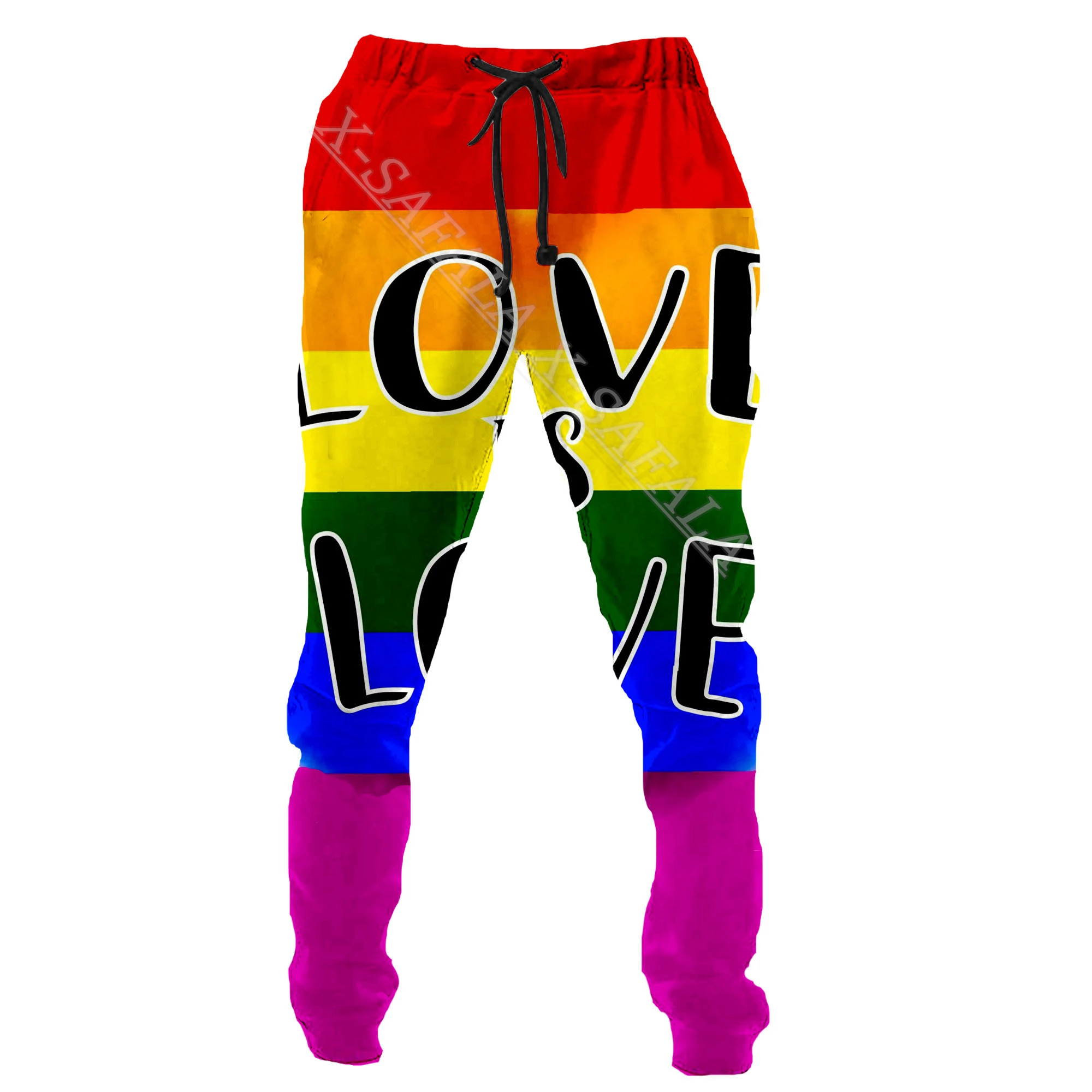 

Lesbian Rainbow LGBT Gay Gayness Faggotry 3D Full Print Men Trousers Waist Breathable Sweatpants Long Pants Joggers-2