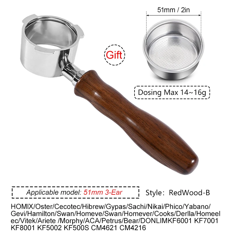 فلتر القهوة بدون قاع مقاس 51 مم مع سلة أكواب لآلة...