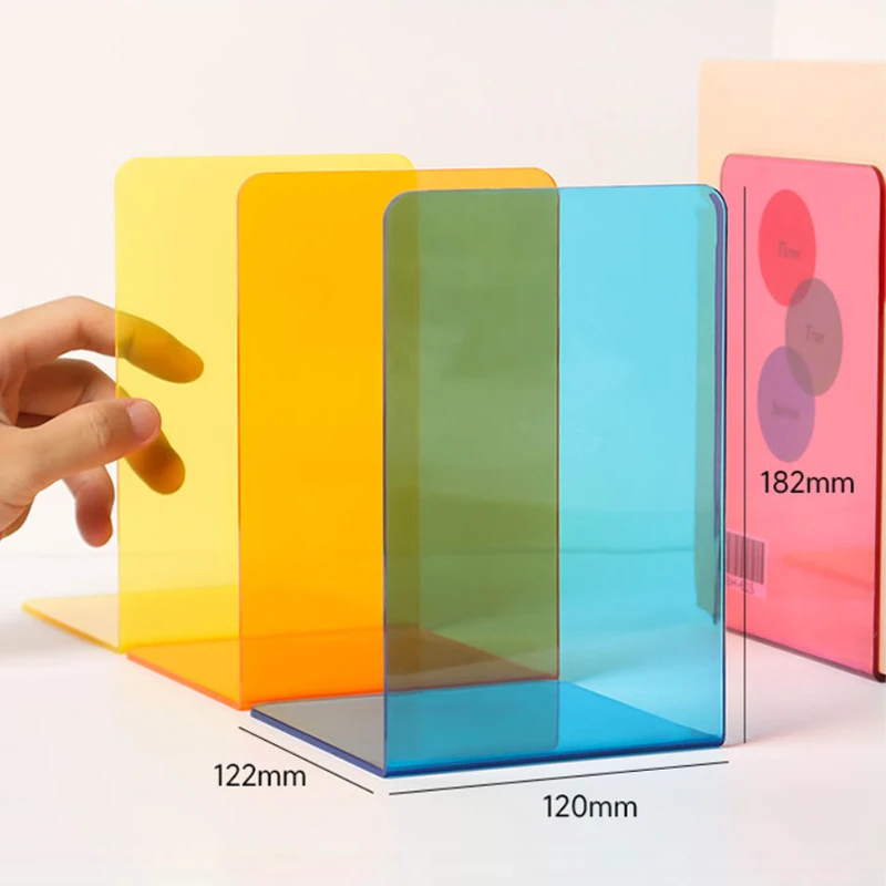 Clear Acrylic Bookends L-Shaped Colorful Desktop Book Holder Student Acrylic Desk Organizer School Stationery Office Accessories book holder