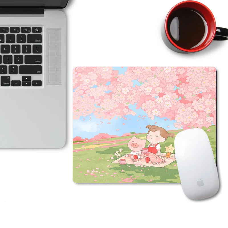 

Magic Girl Kawaii Anime Small Mouse Pad Waterproof Desktop Cute Pink cherry blossom Mousepad Non-slip Desk Mat GamingAccessories