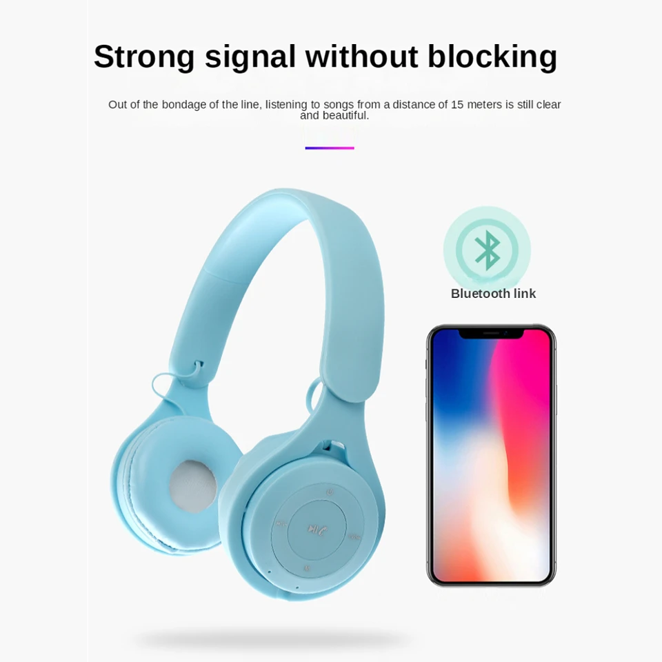 Kids Wireless Bluetooth Earphones Stereo Foldable Helmets Gaming Headsets Over-ear Headphones For Android Ios_voghion.com