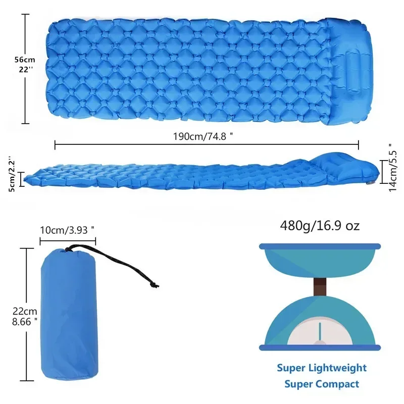 Sleeping Pad Ultralight Inflatable Sleeping Pad for Camping Ultralight Waterproof Mat W/Pillow Hammock Mate air sofa inflatable sleeping pad inflatable sofa bed