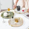 Round Storage Tray Home Living Room Coffee Table Tea Cup Storage Plate Acrylic Tray Aromatherapy Organizer Tray Home Decor 1