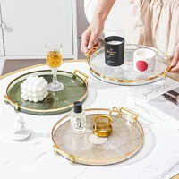 Round Storage Tray Home Living Room Coffee Table Tea Cup Storage Plate Acrylic Tray Aromatherapy Organizer Tray Home Decor 1