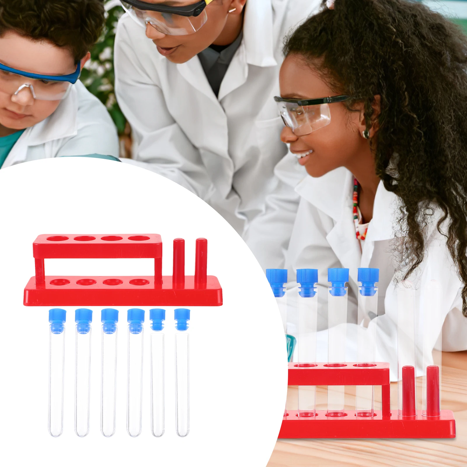1 Set Kids Plastic Test Tubes Droppers Tube Rack 4 Tubes 1 Rack plastic test tubes plastic centrifuge tube holder
