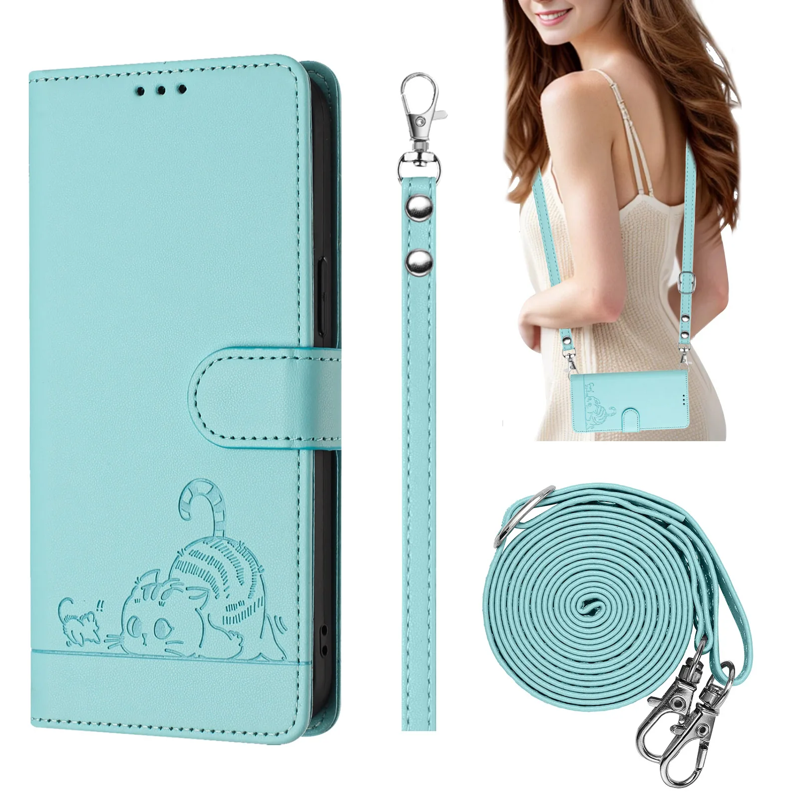 Leather Crossbody Shoulder Phone Wallet Case and Cover