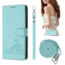 Leather Phone Wallet Case with Crossbody Shoulder Strap and Flip Cover - Google Pixel 6 (YB - CG - Mint green)