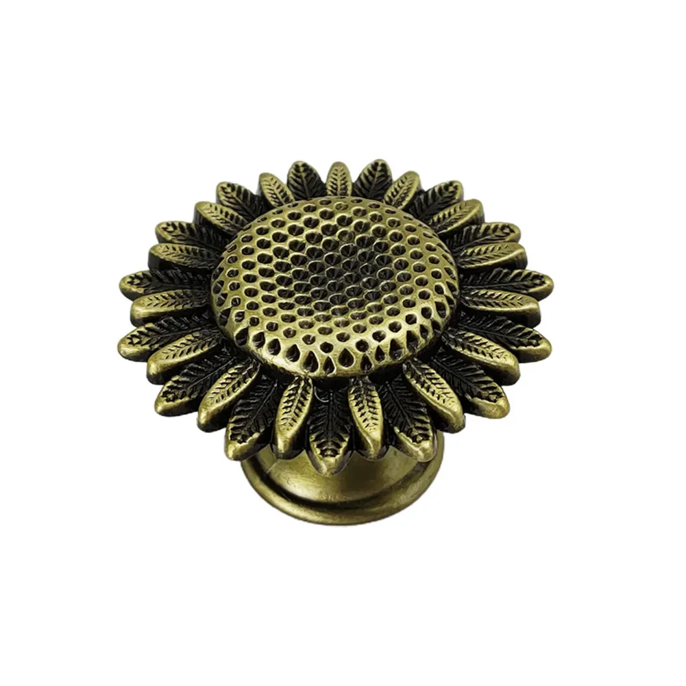 Cabinets Door Knobs Furniture Handle Zinc Alloy Sunflower Shape For Children Bedroom Home Decoration Hardware Accessories