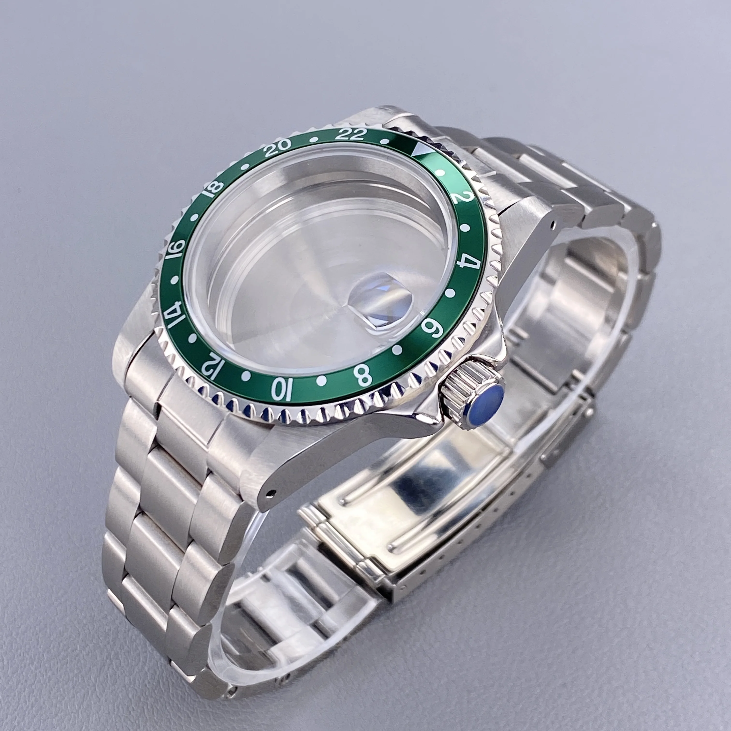 Vintage 39.5MM GMT/SUB Watch Case with 120-Click Bezel & Sapphire Glass