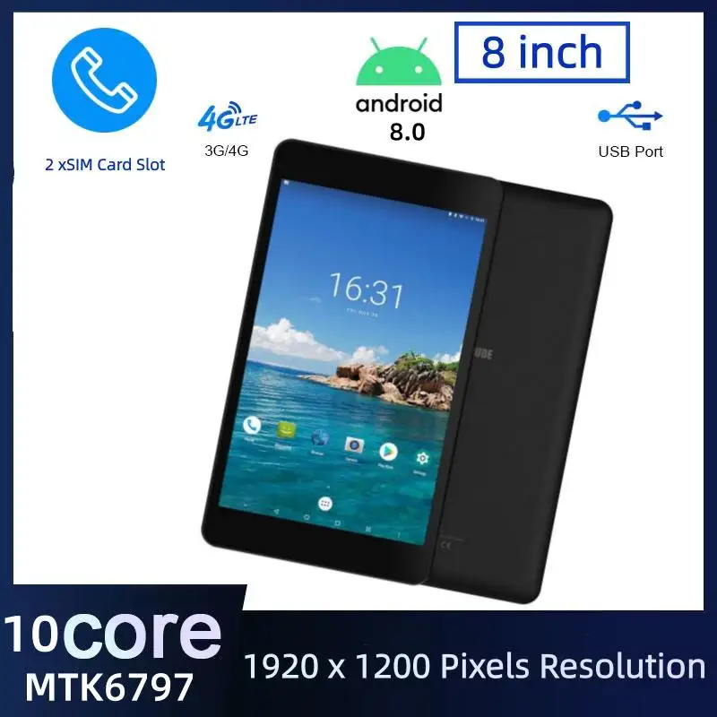 Neues 8-Zoll-Android-8.0-Smartphone/Tablet (2026) mit 3G/4G-Unterstützung, 1920 x 1200 Pixeln, MTK6797 10-Kern-Prozessor, 3 GB RAM, 32 GB ROM, Dual-Kamera und GPS-Unterstützung._voghion.com