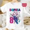 Summer 2025 Kid 2 3 4 5 6 7 8 Marvel Spiderman Girl Birthday Short Sleeve Shirt Spider-Man Boy Personalize Name Birthday Clothes 5