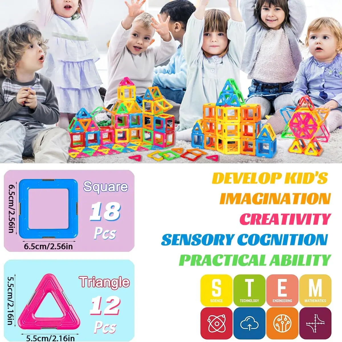 Magnetic Building Blocks Big Size DIY Educational Toys for Kids