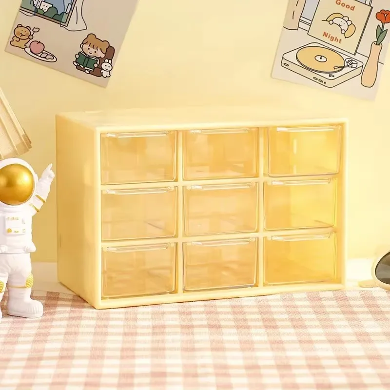 Transparent Desk Organizer with 9 Compartments and Mini Drawers for Optimal Workspace Storage