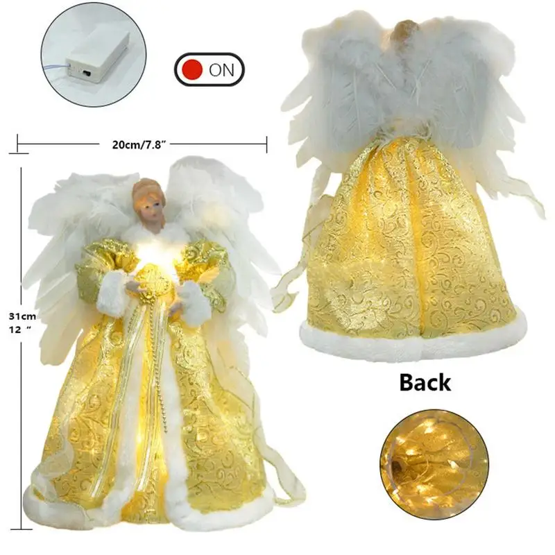 Christmas Tree Decoration Angel Ornaments For Christmas Tree Top Gold Angel Tree Topper For Trees Tables Desks