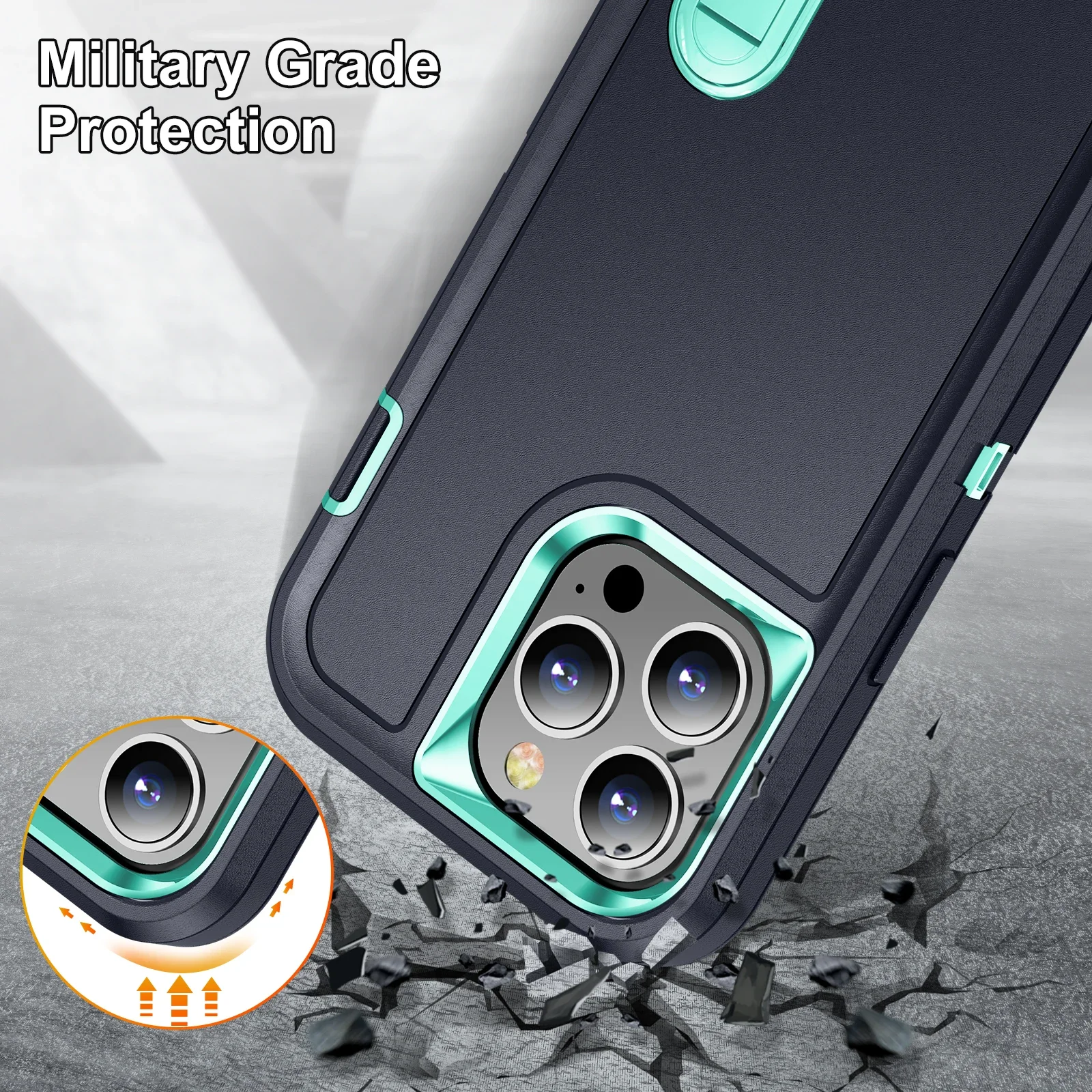 PKCASE Coque antichoc robuste pour iPhone 16 15 14 13 12 11 Pro Max PLUS avec support en métal pour iPhone Coque rigide_voghion.com