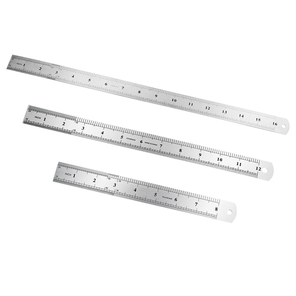 3 Pcs Architect Scale Ruler 40cm Ruler Straight Stainless Steel