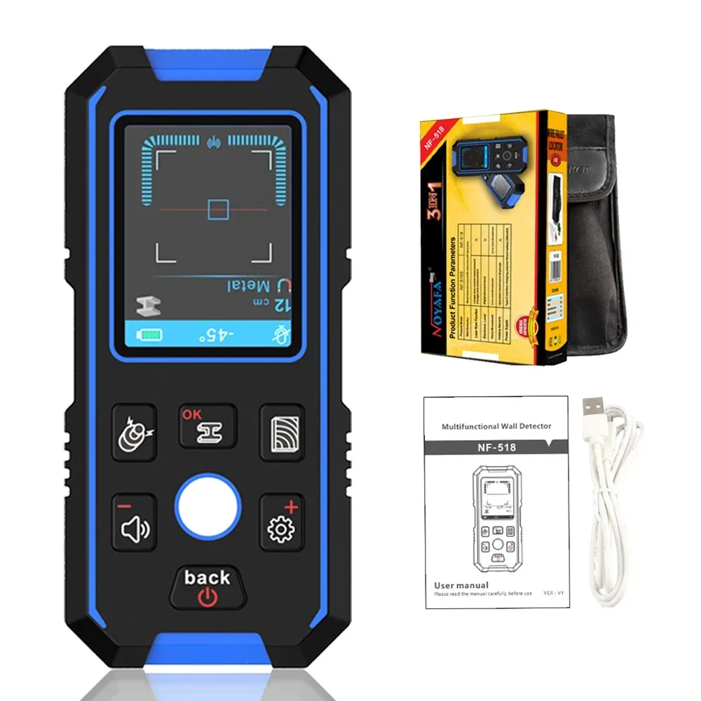 NOYAFA NF-518 Metal Detector Wall Scanner with Newly Designed Positioning Hole for AC Live Cable Wires Metal Wood Stud Find 5