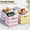 6 Pcs Fabric Storage Cubes with Metal Handle ed Style Collapsible Bins Organizer for Books Room Closet Toys School Nursery Gift