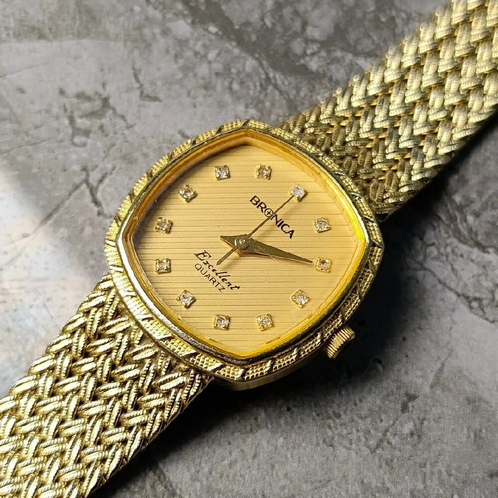 Orologio Da Donna Al Quarzo Con Catena A Treccia Di Grano In Oro Bronica Giapponese Da 12 "Con Scala Di Diamanti