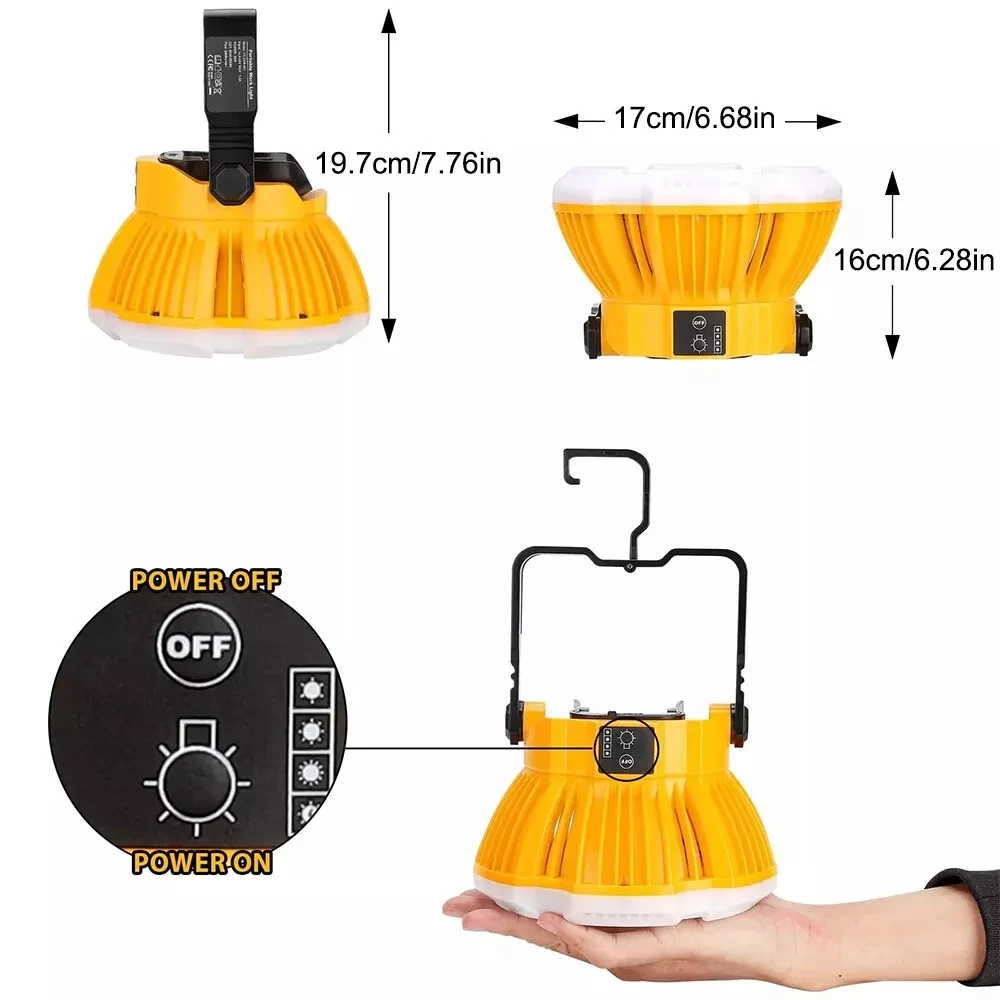 Portable Flashlight 24W 2400LM LED Work Light for Dewalt 18V Li-ion Battery LED