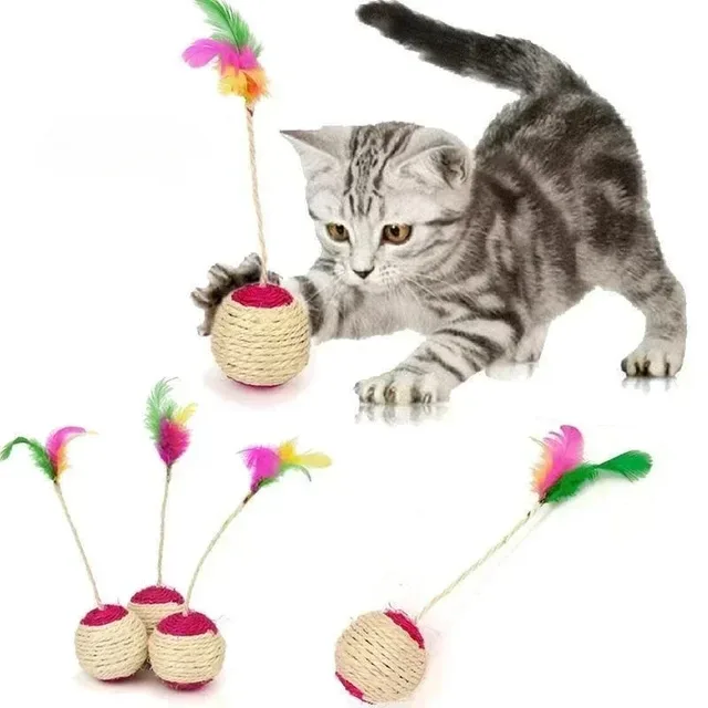 1Pc Cat Toy Sisal Scratching Ball Pet Cat Supplies Feather Toy Cat Toys Interactive Training Interactive Toy for Kitten 1Pc Cat Toy Sisal Scratching Ball Pet Cat Supplies Feather Toy Cat Toys Interactive Training Interactive Toy for Kitten