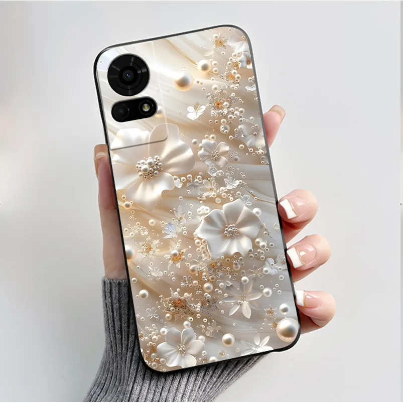 Luxury Butterfly Flowers Black Shockproof Soft Silicone Bumper Phone Case