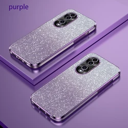 Luxury Electroplated Glitter Soft TPU Bumper Transparent Phone Case for Honor 70 Pro (Purple)
