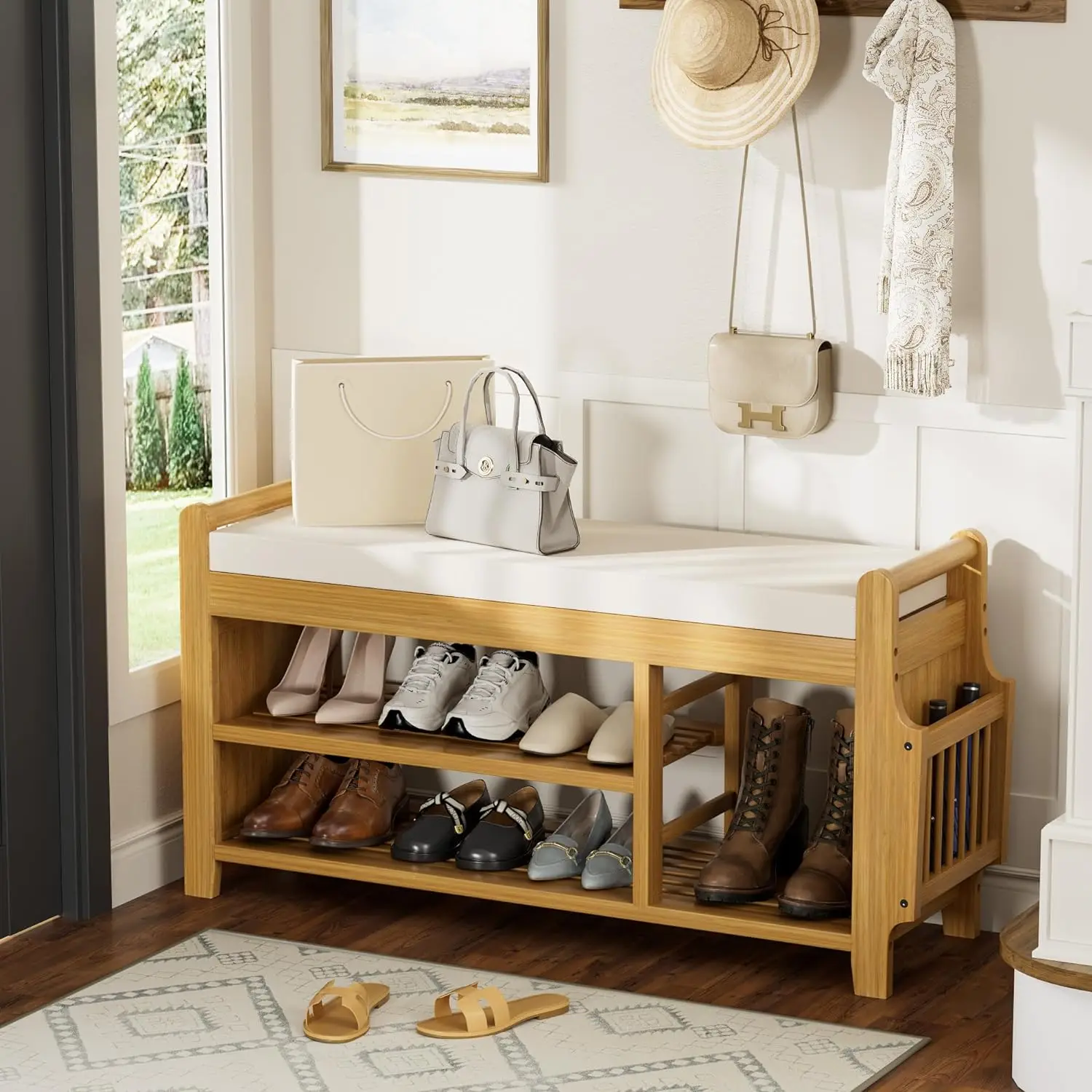 Corner shoe storage bench hotsell