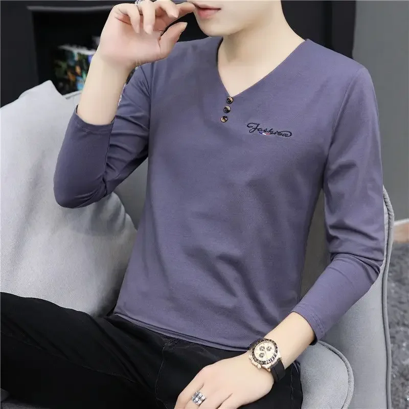 thumbnail image 1 of Sudaderas 100℅ Camiseta de algodón para hombre Tendencias de moda 2024 Jerseys para hombre Otoño coreano Manga larga Harajuku Social Normal Tops, 1 of 4