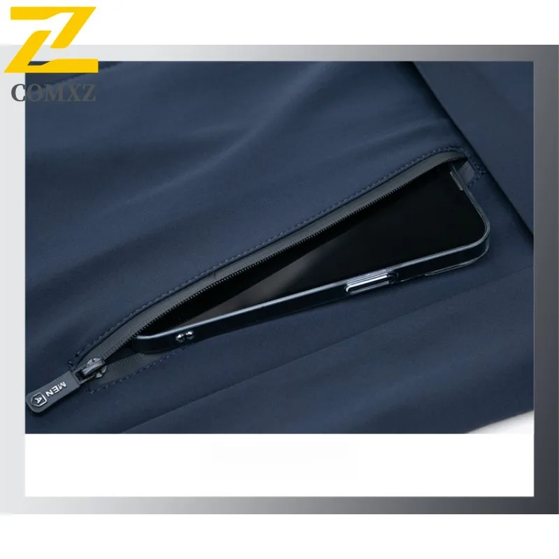 Autumn Winter Men Detachable Hood Jacket Business Casual Wrinkle Resistant Coat Stylish Office Outerwear for Young Professionals