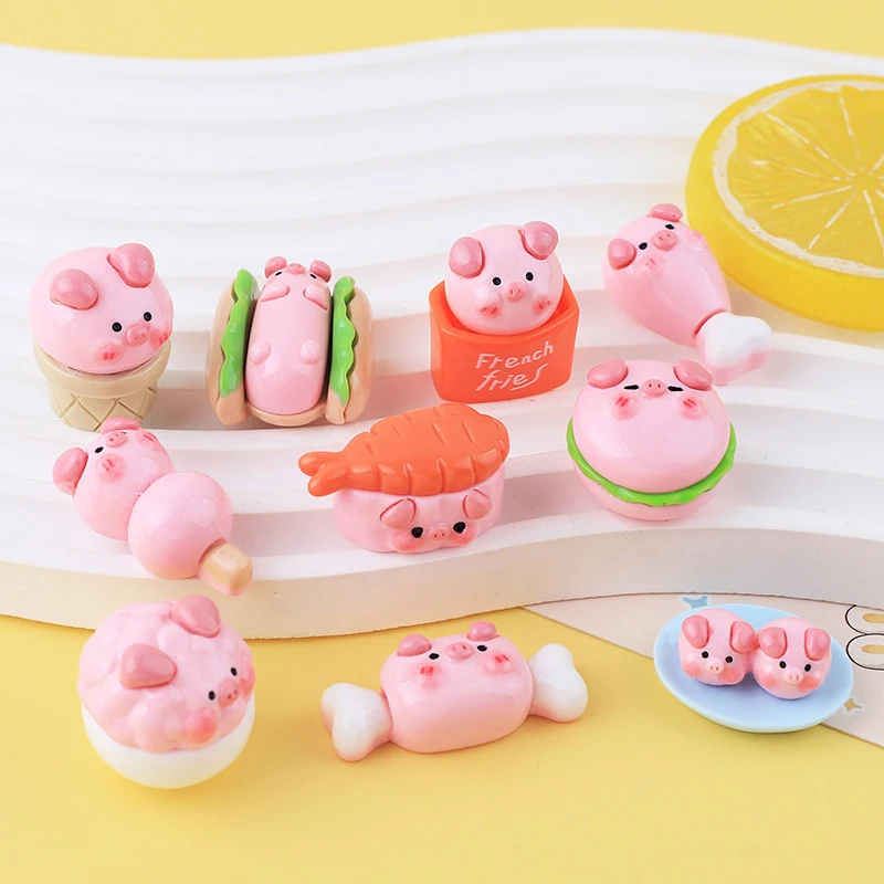 

Micro Landscape Ornaments DIY Phone Case Headwear Accessories Cartoon Cute 3D Resin Pink Pig Home Decor Desktop