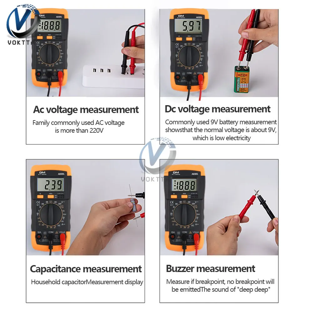 AC DC Digital Multimeter Intelligent Voltage Meter Ammeter Tester Diode Freguency Ohm Transistor Capacitance Meter Tester Tools 5